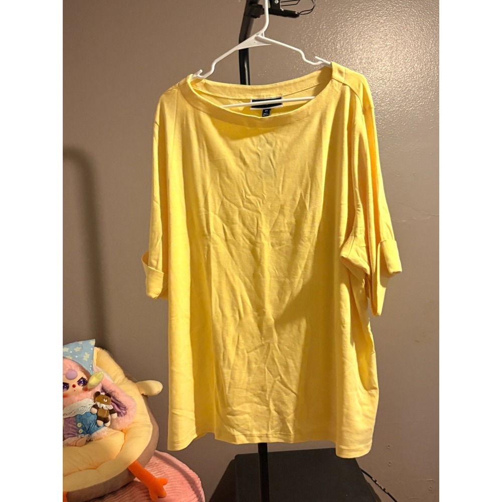 Karen Scott Yellow 3/4 Sleeve Pullover Casual Shirt Sz 3X